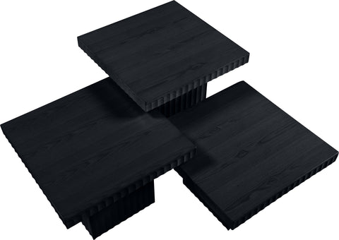 Camden Black Solid Wood And Oak Veneer Coffee Table, 3-Piece
