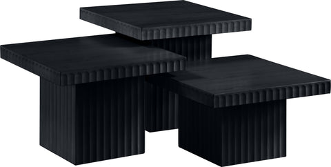 Camden Black Solid Wood And Oak Veneer Coffee Table, 3-Piece