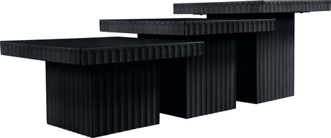 Camden Black Solid Wood And Oak Veneer Coffee Table, 3-Piece