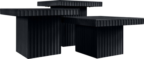 Camden Black Solid Wood And Oak Veneer Coffee Table, 3-Piece
