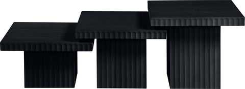 Camden Black Solid Wood And Oak Veneer Coffee Table, 3-Piece