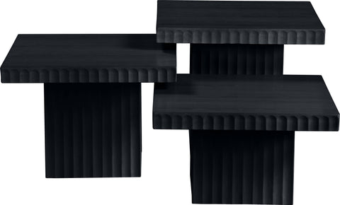 Camden Black Solid Wood And Oak Veneer Coffee Table, 3-Piece