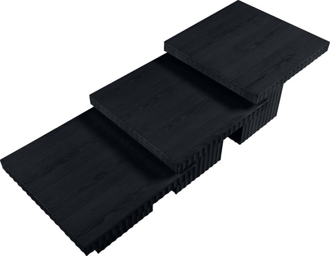 Camden Black Solid Wood And Oak Veneer Coffee Table, 3-Piece