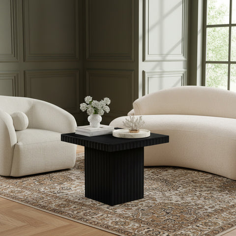Camden Black Solid Wood And Oak Veneer Coffee Table, 1 Piece (Style 3)
