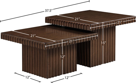 Camden Brown Solid Wood And Oak Veneer Coffee Table, 2-Piece