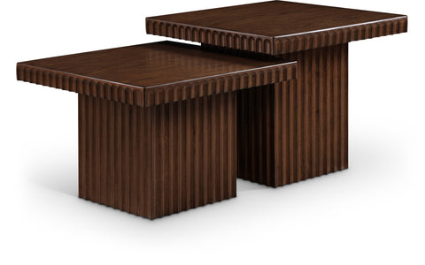 Camden Brown Solid Wood And Oak Veneer Coffee Table, 2-Piece (Style 3)