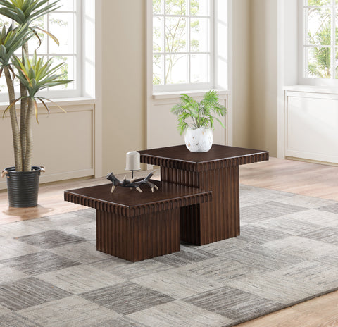 Camden Brown Solid Wood And Oak Veneer Coffee Table, 2-Piece (Style 3)