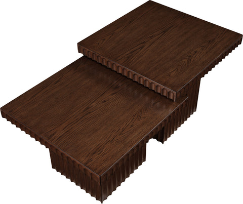Camden Brown Solid Wood And Oak Veneer Coffee Table, 2-Piece (Style 3)