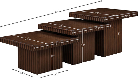 Camden Brown Solid Wood And Oak Veneer Coffee Table, 3-Piece