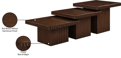 Camden Brown Solid Wood And Oak Veneer Coffee Table, 3-Piece