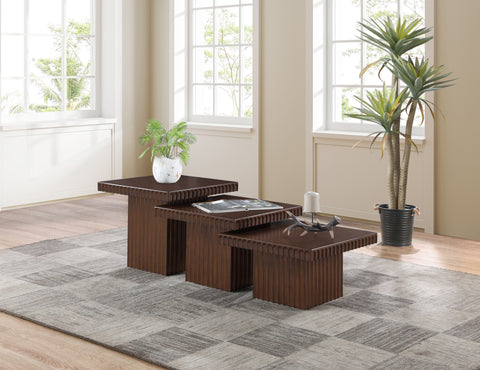 Camden Brown Solid Wood And Oak Veneer Coffee Table, 3-Piece