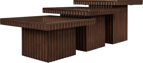 Camden Brown Solid Wood And Oak Veneer Coffee Table, 3-Piece