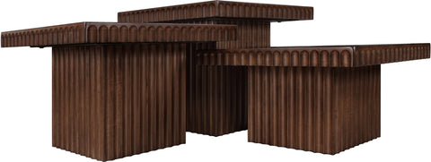 Camden Brown Solid Wood And Oak Veneer Coffee Table, 3-Piece