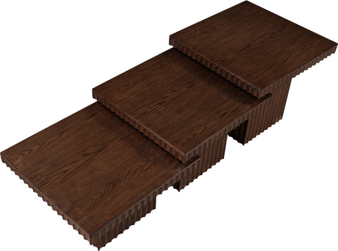 Camden Brown Solid Wood And Oak Veneer Coffee Table, 3-Piece