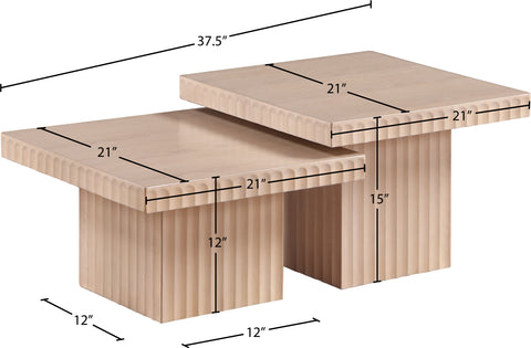 Camden Natural Solid Wood And Oak Veneer Coffee Table, 2-Piece