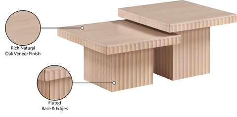 Camden Natural Solid Wood And Oak Veneer Coffee Table, 2-Piece