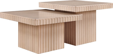 Camden Natural Solid Wood And Oak Veneer Coffee Table, 2-Piece