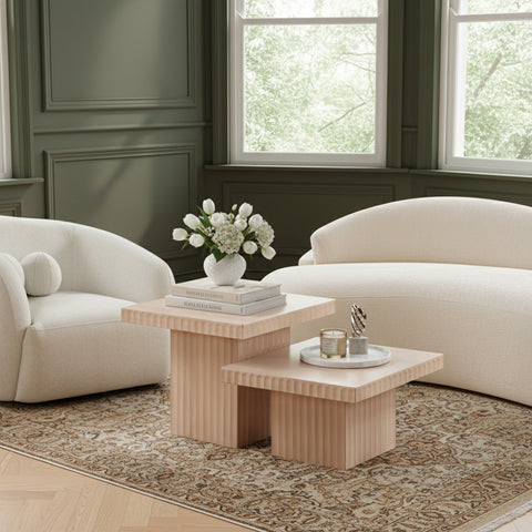 Camden Natural Solid Wood And Oak Veneer Coffee Table, 2-Piece (Style 2)