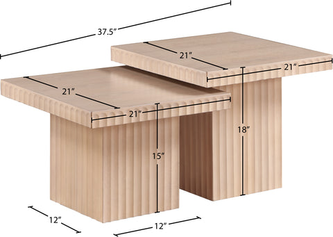 Camden Natural Solid Wood And Oak Veneer Coffee Table, 2-Piece (Style 3)