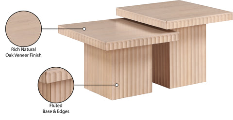 Camden Natural Solid Wood And Oak Veneer Coffee Table, 2-Piece (Style 3)