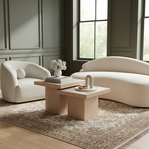 Camden Natural Solid Wood And Oak Veneer Coffee Table, 2-Piece (Style 3)
