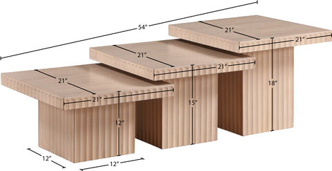 Camden Natural Solid Wood And Oak Veneer Coffee Table, 3-Piece