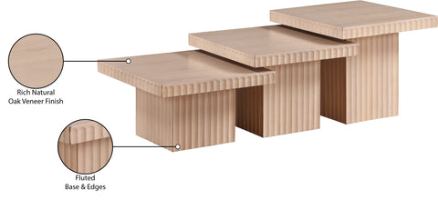 Camden Natural Solid Wood And Oak Veneer Coffee Table, 3-Piece
