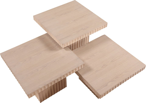 Camden Natural Solid Wood And Oak Veneer Coffee Table, 3-Piece