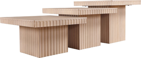 Camden Natural Solid Wood And Oak Veneer Coffee Table, 3-Piece