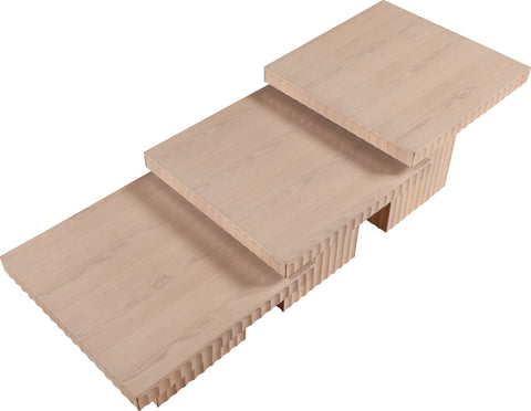 Camden Natural Solid Wood And Oak Veneer Coffee Table, 3-Piece