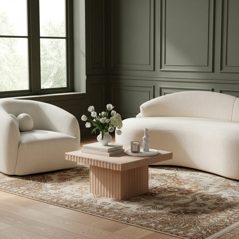 Camden Natural Solid Wood And Oak Veneer Coffee Table, 1 Piece