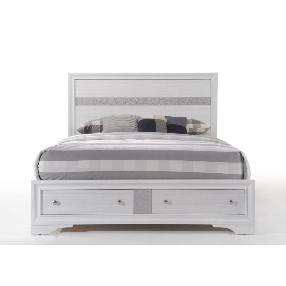 ansaldo ek bed w/storage, white finish