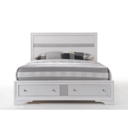 Ansaldo EK Bed W/Storage, White Finish