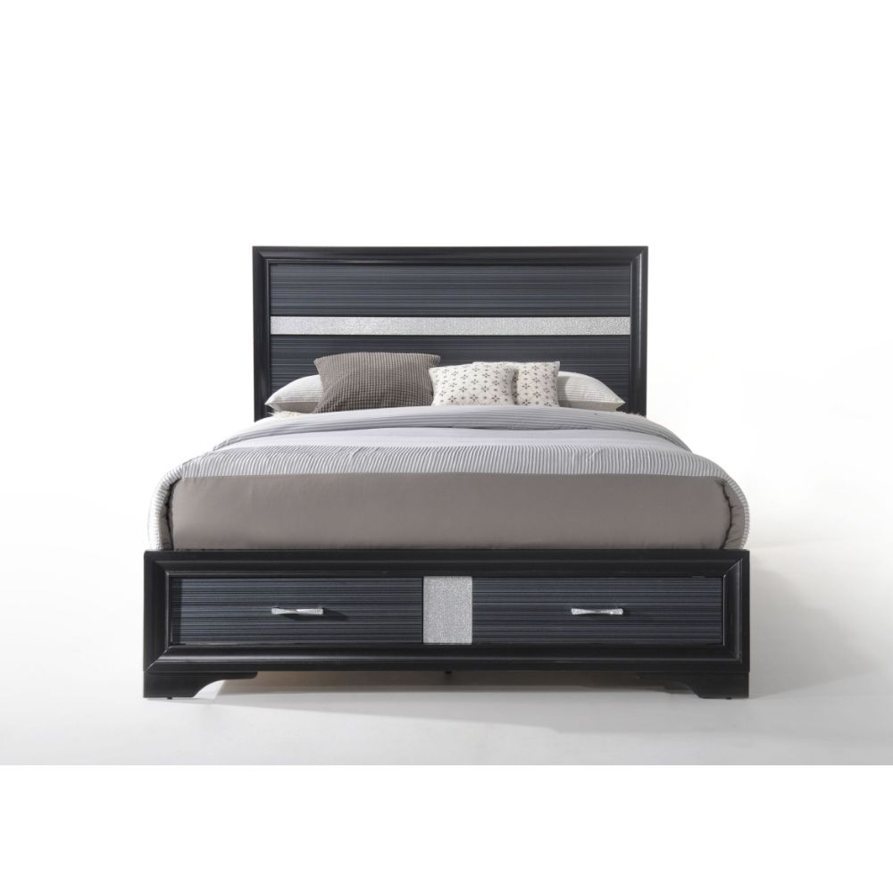 ansaldo ek bed w/storage, black finish