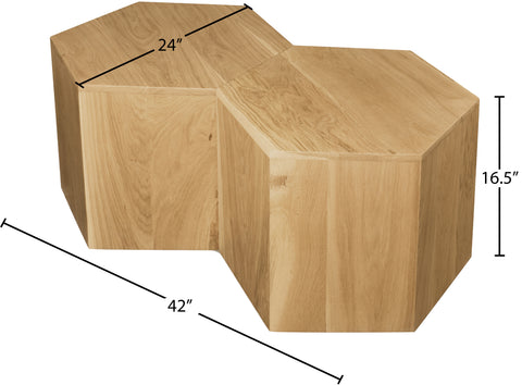 Quinn Natural Oak Wood Coffee Table, 2-Piece