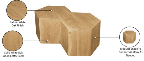 Quinn Natural Oak Wood Coffee Table, 2-Piece