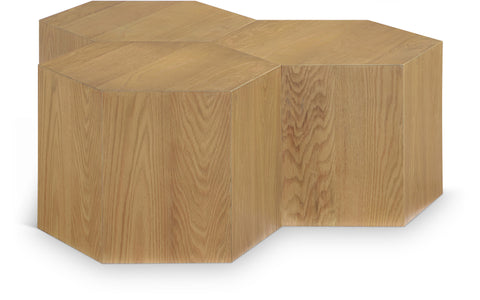 Quinn Natural Oak Wood Coffee Table, 3-Piece
