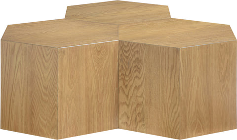 Quinn Natural Oak Wood Coffee Table, 3-Piece