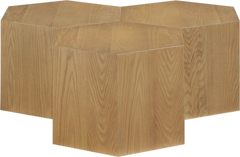 Quinn Natural Oak Wood Coffee Table, 3-Piece