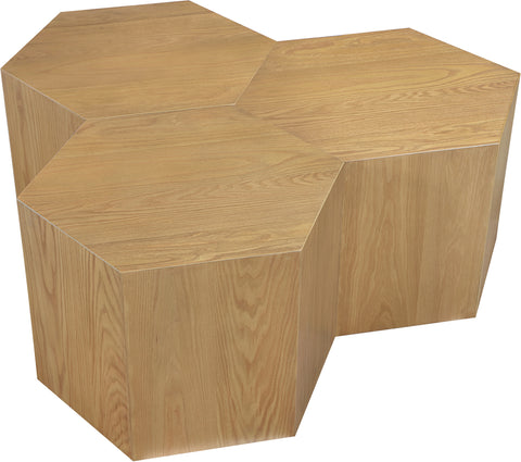 Quinn Natural Oak Wood Coffee Table, 3-Piece