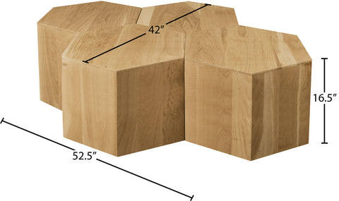 Quinn Natural Oak Wood Coffee Table, 4-Piece
