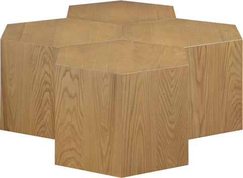 Quinn Natural Oak Wood Coffee Table, 4-Piece