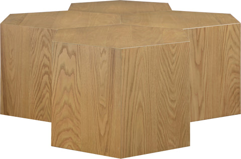 Quinn Natural Oak Wood Coffee Table, 4-Piece