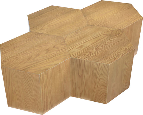 Quinn Natural Oak Wood Coffee Table, 4-Piece