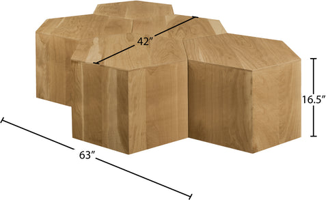 Quinn Natural Oak Wood Coffee Table, 5-Piece