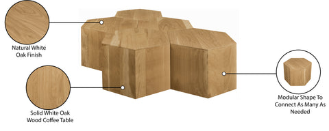 Quinn Natural Oak Wood Coffee Table, 5-Piece