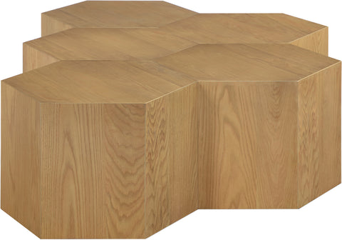 Quinn Natural Oak Wood Coffee Table, 5-Piece
