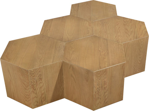 Quinn Natural Oak Wood Coffee Table, 5-Piece