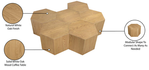 Quinn Natural Oak Wood Coffee Table, 6-Piece