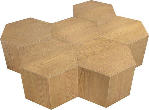 Quinn Natural Oak Wood Coffee Table, 6-Piece